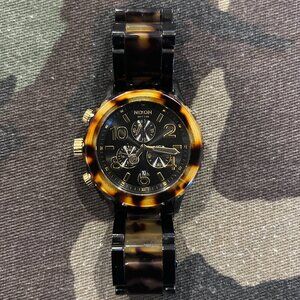 Nixon Women's A037679 42-20 Chrono Black IP Steel & Tortoise Acetate Bracelet